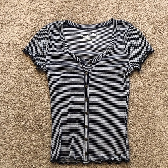 Hollister Tops - Striped Lettuce Edge Top Hollister Tops - Striped Lettuce Edge Top